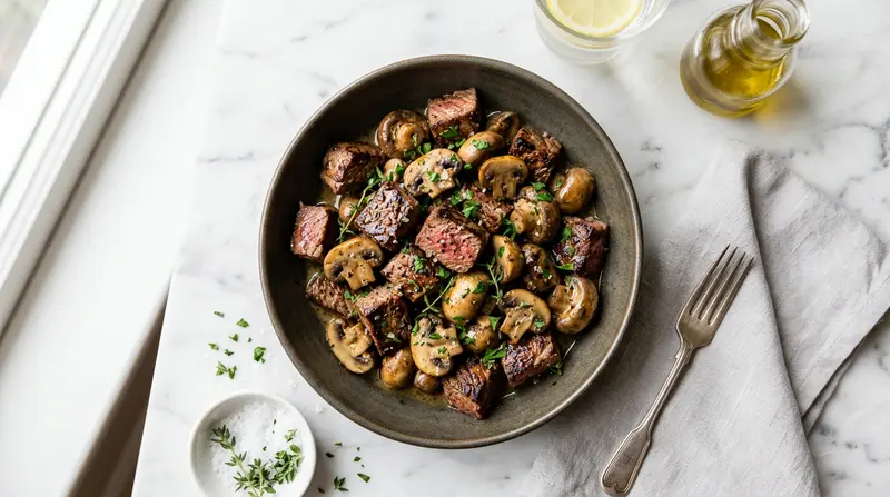 Steak Bites with Garlic Butter Mushrooms