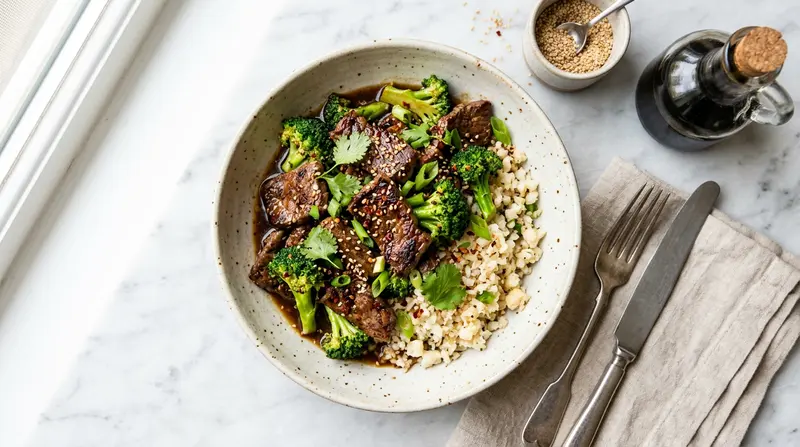 Beef and Broccoli Stir-fry with Cauliflower Rice