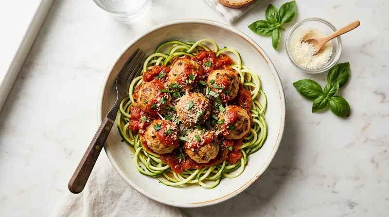 Turkey Meatballs with Marinara and Zoodles