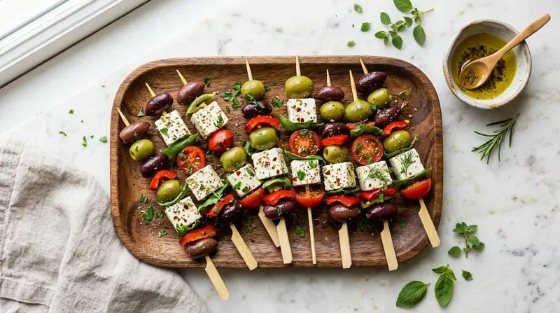 Olives and Feta Cheese Skewers