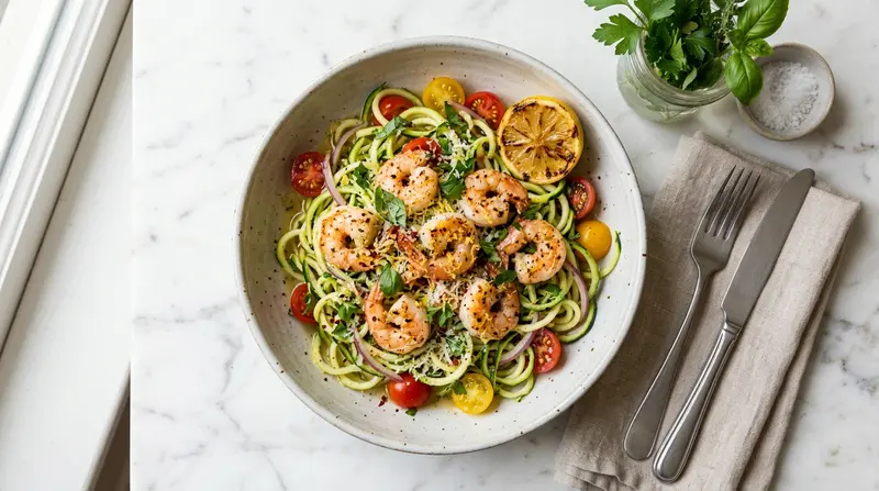 Zucchini Noodles with Lemon Shrimp
