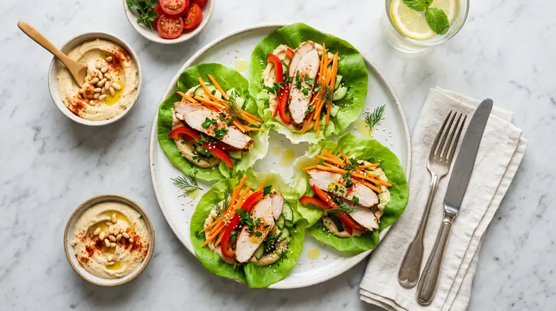 Turkey and Hummus Lettuce Wraps