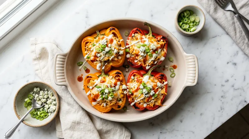 Buffalo Chicken Stuffed Peppers