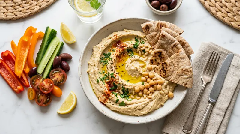 Hummus and Whole Wheat Pita Plate