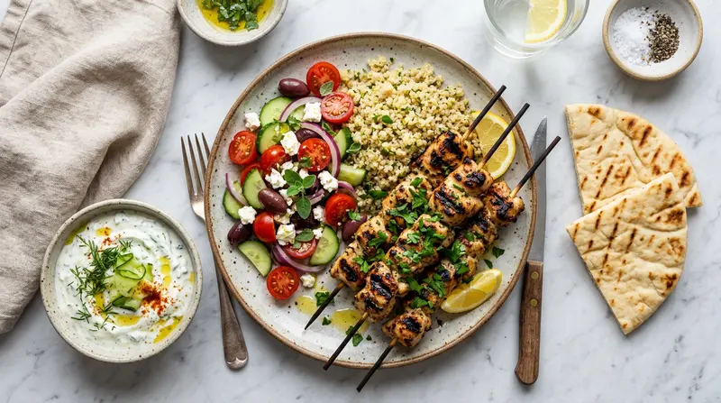 Grilled Chicken Souvlaki with Tzatziki