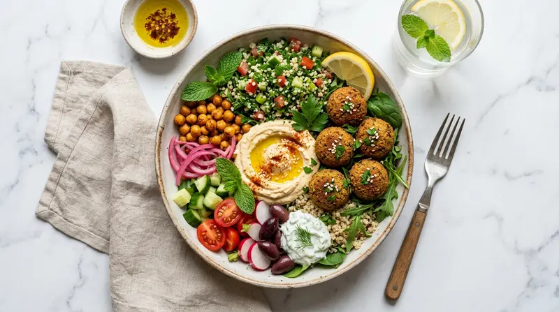 Falafel Bowl with Hummus and Tabbouleh