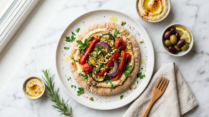 Hummus and Roasted Veggie Pita