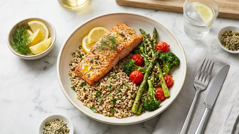 Salmon & Brown Rice Power Plate