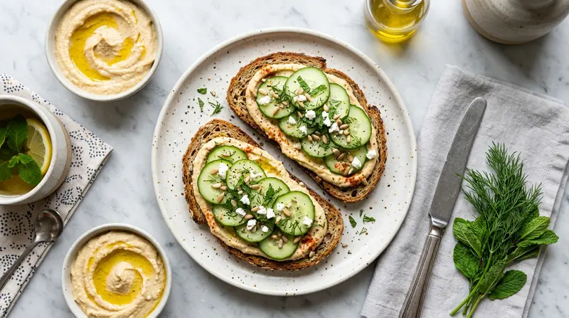Hummus & Cucumber Rye Toast
