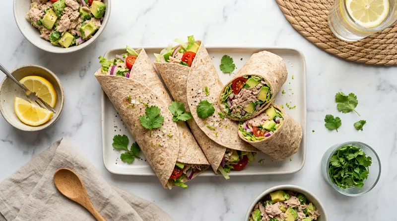 Tuna and Avocado Salad Wraps