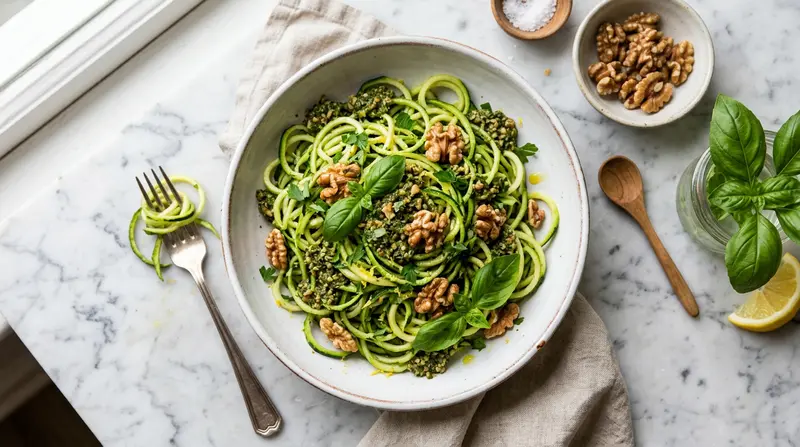 Zucchini Noodles with Walnut Pesto