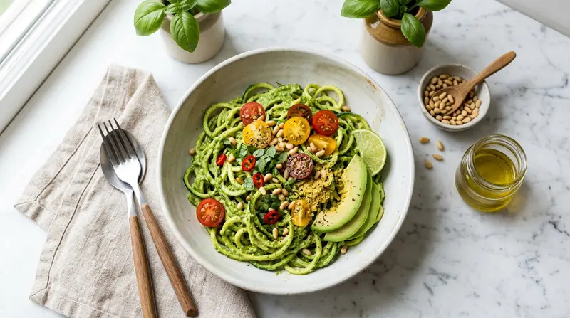 Zucchini Noodles with Avocado Pesto