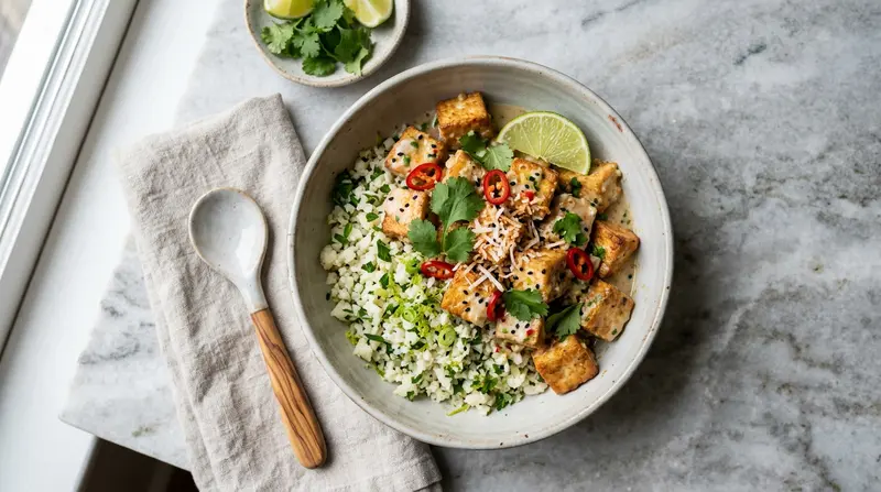 Coconut Lime Tofu with Cauliflower Rice