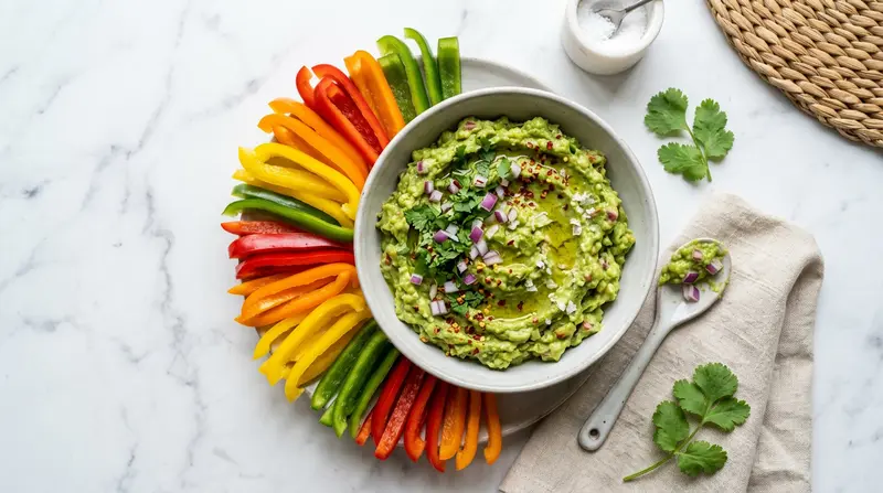 Guacamole and Bell Pepper Strips