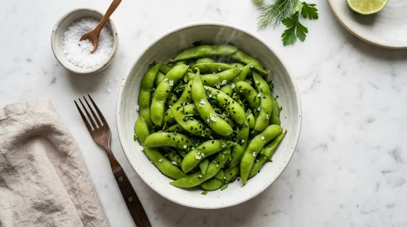 Steamed Edamame with Sea Salt