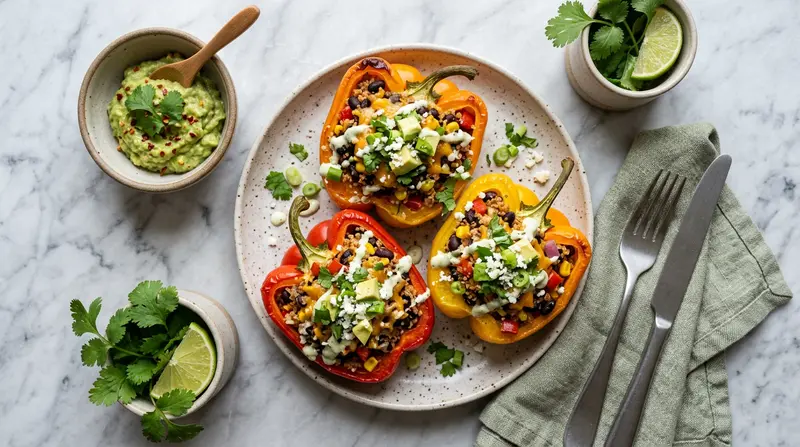 Quinoa and Black Bean Stuffed Peppers