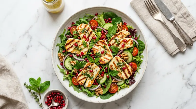 Grilled Halloumi and Pomegranate Salad