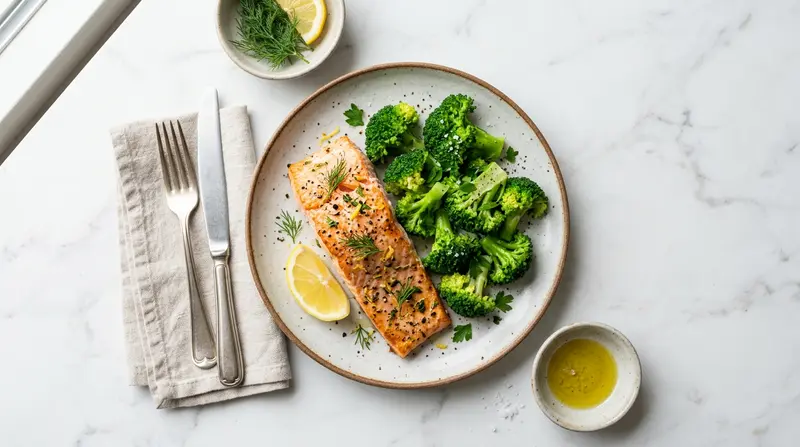 Baked Salmon with Steamed Broccoli