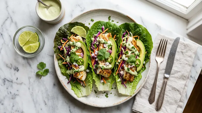 White Fish Tacos in Lettuce Wraps