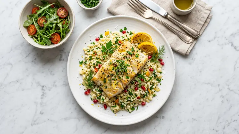 Roasted Cod with Cauliflower Rice