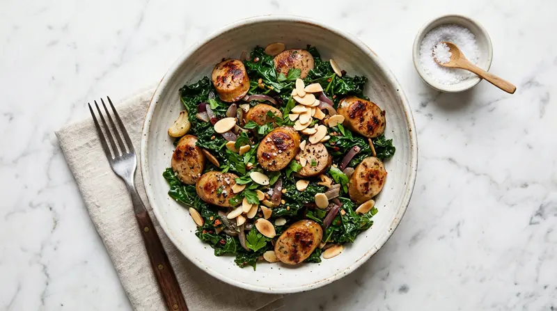 Chicken Sausage and Sautéed Kale