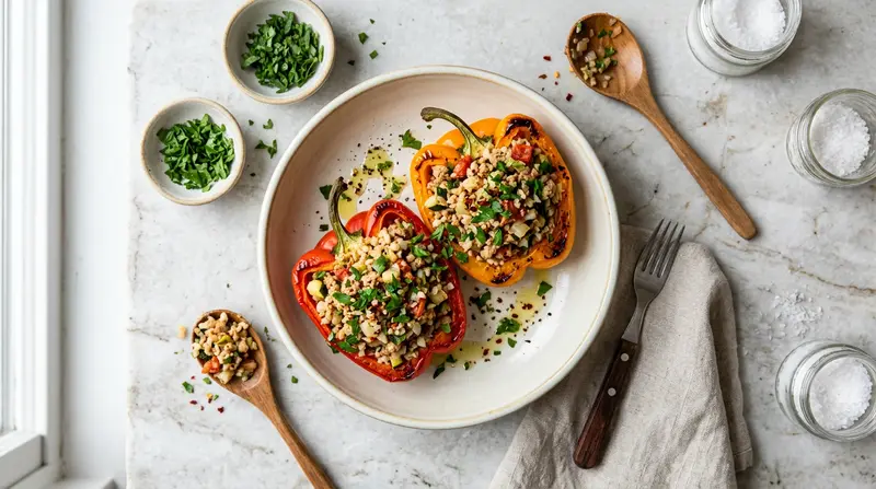 Stuffed Bell Peppers with Cauliflower Rice